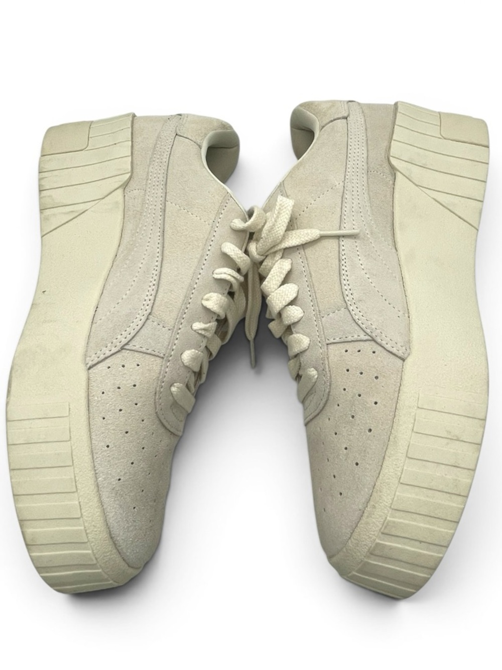 Puma Carina Platform Beige Suede Sneakers Women’s 10 Minimalist Casual - Picture 8 of 11